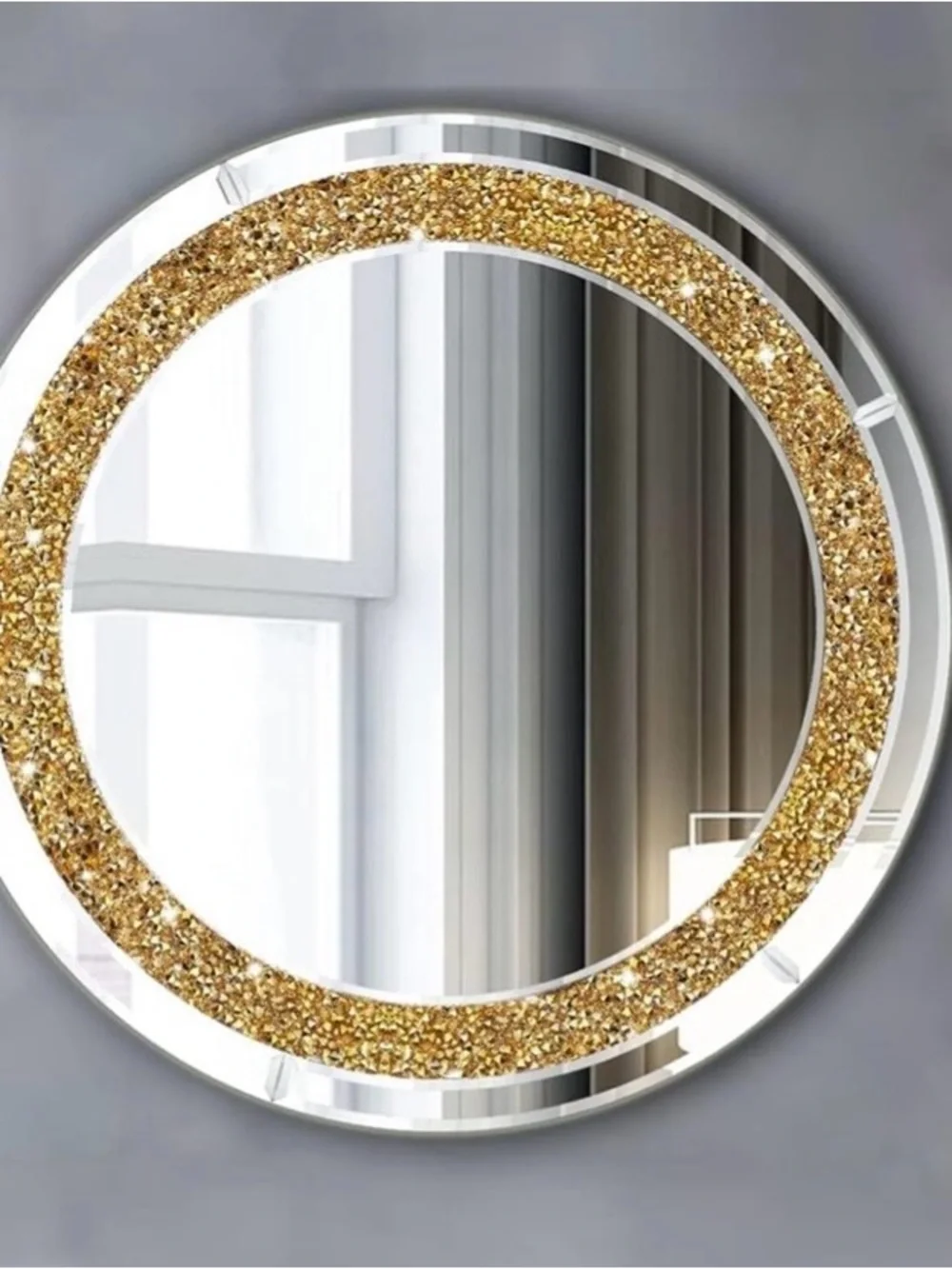 Gold Accent Round Wall Mirror - Glam Home Wall Decor